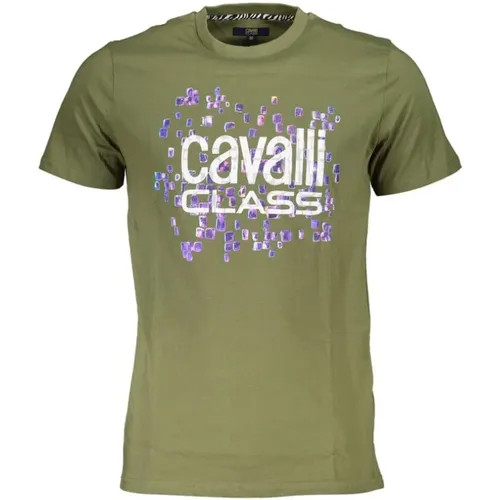 T-Shirts, male, , Size: 2XL Cotton Printed Logo T-Shirt - Cavalli Class - Modalova