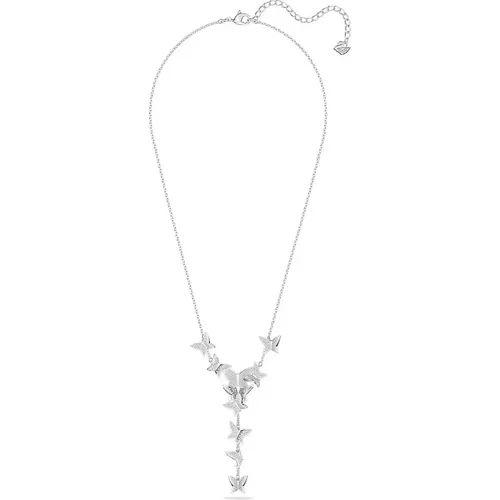 Schmetterling Y-Halskette Lilia, Weiß, Silberfarben - Swarovski - Modalova