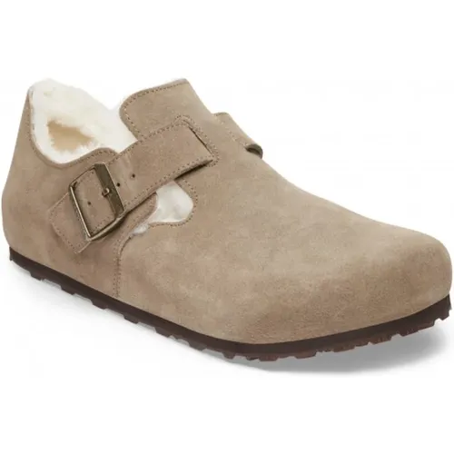 Flats, male, , Size: 10 US Shearling Suede Leather Shoe - Birkenstock - Modalova