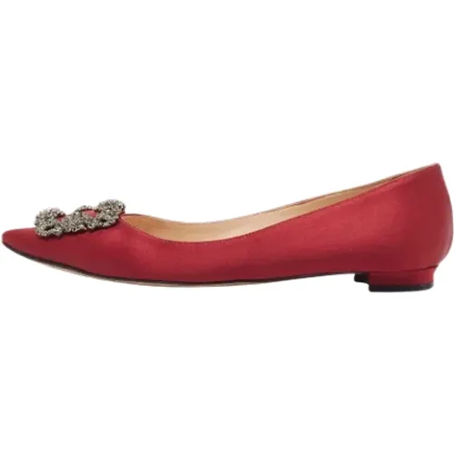 Pre-owned Satin flats , female, Sizes: 4 1/2 UK - Manolo Blahnik Pre-owned - Modalova