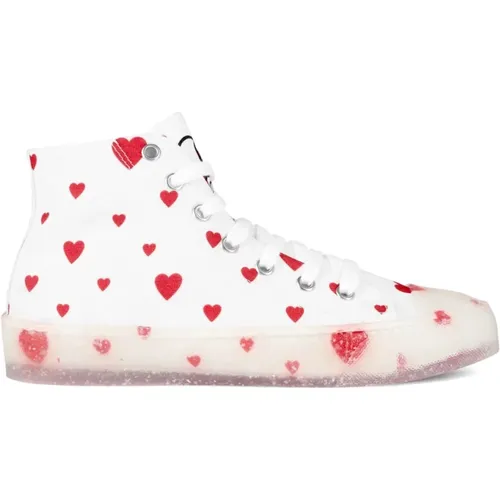 Sneakers, female, , Size: 8 US /Red Heart Logo High-Top Sneakers - Moschino - Modalova