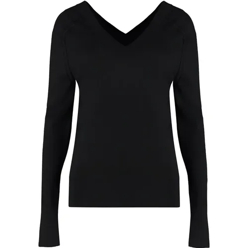 Gerippter V-Ausschnitt Wollpullover , Damen, Größe: S - Calvin Klein - Modalova