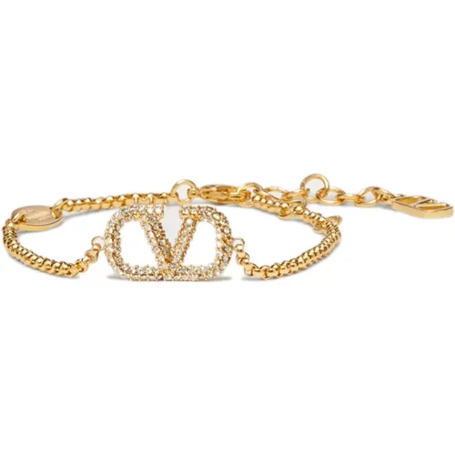 Bracelets, female, , Size: ONE SIZE Bijoux Golden VLogo Signature Bracelet - Valentino Garavani - Modalova