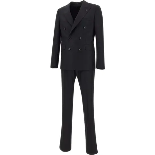 Double Breasted Suits, male, , Size: XL Wool Suit Peak Lapel - Tagliatore - Modalova