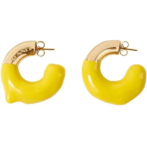 Goldene gummierte Ohrringe mit graviertem Logo , Damen, Größe: ONE Size - Sunnei - Modalova