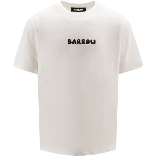 Baumwoll T-Shirt mit Logo,Weiße Oversized T-Shirt mit Reflektierender Platte und Bärenprint - Barrow - Modalova