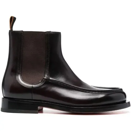 Chelsea Boots, male, , Size: 7 1/2 US Italian Leather Ankle Boots - Santoni - Modalova