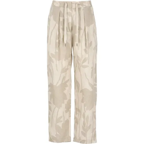 Linen Pants with All-Over Pattern , female, Sizes: S, XS - BRUNELLO CUCINELLI - Modalova