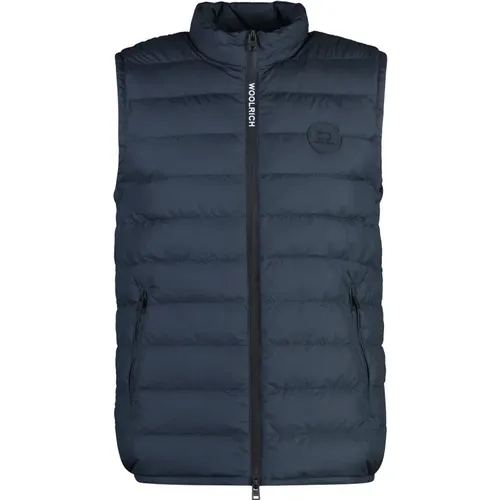 Vests, male, , Size: 2XL Quilted Bodywarmer Jacket with Logo Patch - Woolrich - Modalova