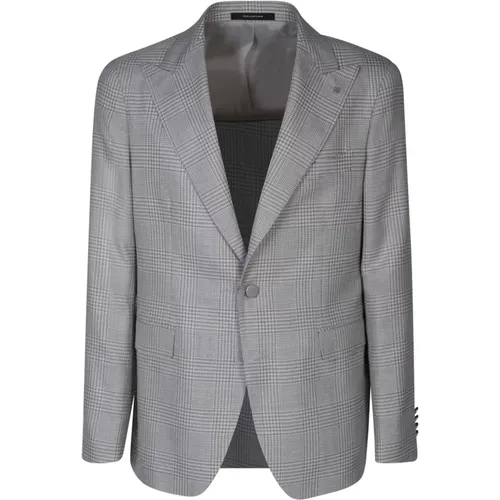 Blazers, male, , Size: M Grey Wool Blend Blazer Jacket - Tagliatore - Modalova