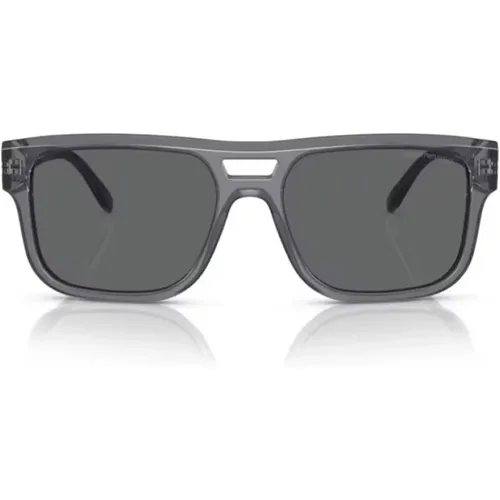 Sunglasses, male, , Size: 57 MM Transparent Grey Rectangular Sunglasses - Emporio Armani - Modalova