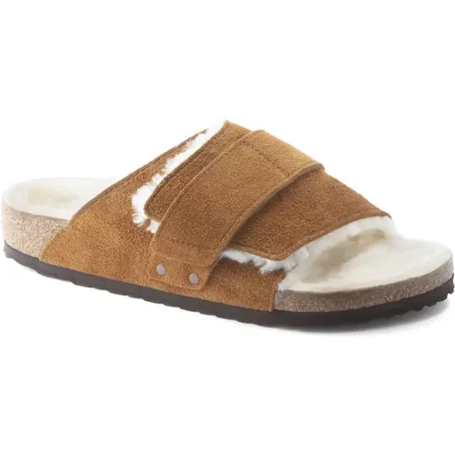 Sliders, male, , Size: 12 US Shearling Kyoto Velcro Sandal - Birkenstock - Modalova