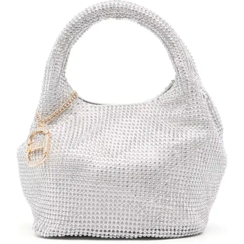 Handbags, female, , Size: ONE SIZE Crystal Embellished Grey Handbag - Twinset - Modalova