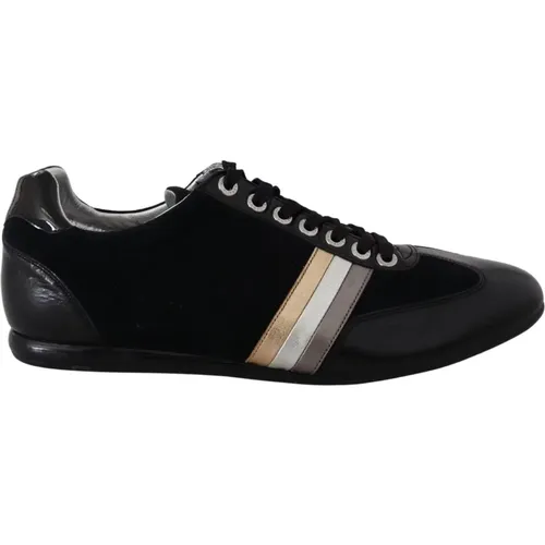 Schwarze Logo Leder Casual Sneakers , Herren, Größe: 45 EU - Dolce & Gabbana - Modalova