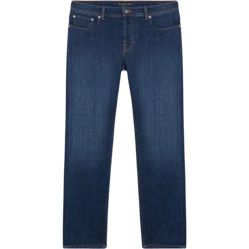 Blaue Stretch-Baumwoll-Denim-Jeans , Herren, Größe: W32 - Brooks Brothers - Modalova