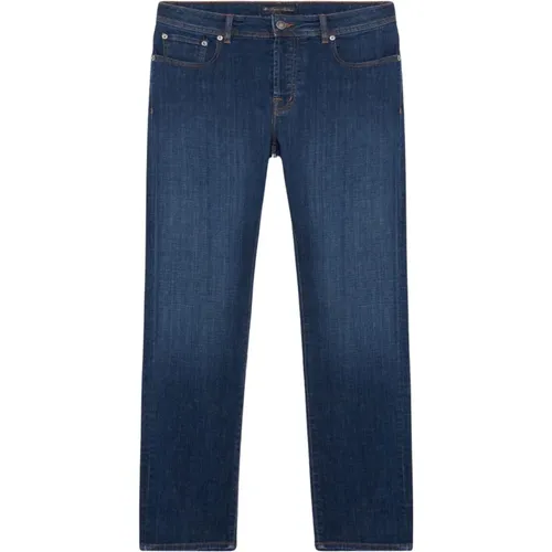 Blaue Stretch-Baumwoll-Denim-Jeans , Herren, Größe: W31 - Brooks Brothers - Modalova
