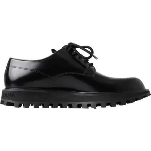 Schwarze Lackleder Schnürschuhe für Herren - Dolce & Gabbana - Modalova