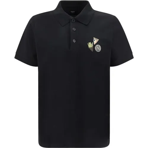 Polo Shirts, male, , Size: S Embroidered Logo Polo Shirt - Fendi - Modalova