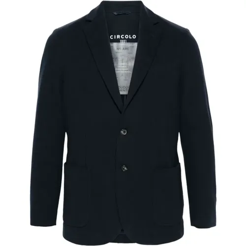 Blaue Jacke mit Jersey-Textur , Herren, Größe: S - Circolo 1901 - Modalova