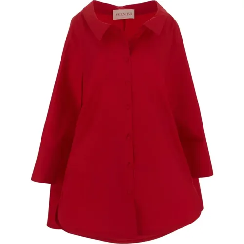 Rotes Baumwollkleid mit Cape - Valentino - Modalova