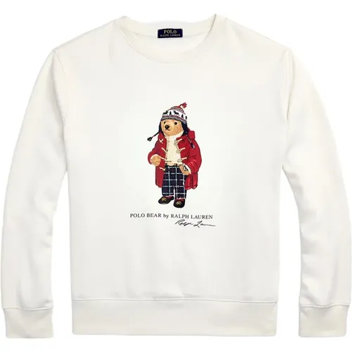 Beiger Crew Neck Sweatshirt mit Polo Bear , Herren, Größe: M - Ralph Lauren - Modalova