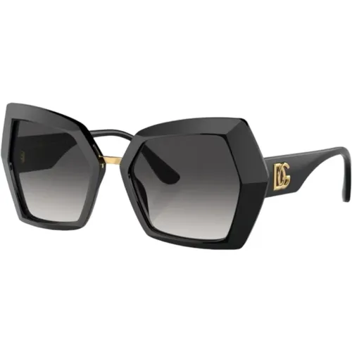 Schwarze Kunststoff-Sonnenbrille mit Grauen Gläsern - Dolce & Gabbana - Modalova
