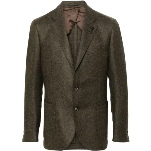 Blazers, male, , Size: 2XL Wool-Cashmere Jacket with Brooch Detail - Lardini - Modalova