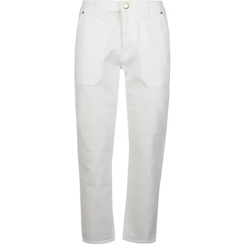 Weiße Seiden Chino Jeans , Damen, Größe: W27 - pinko - Modalova