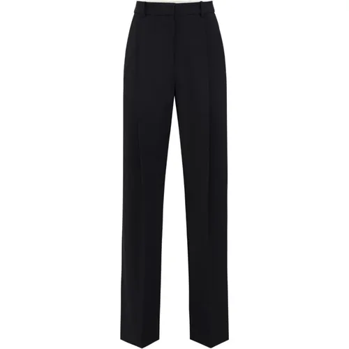 Straight Trousers, female, , Size: XL High-waisted Pleated Trousers - Elisabetta Franchi - Modalova