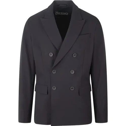 Blazers, male, , Size: S Double-Breasted Jacket with Peak Lapels - Herno - Modalova