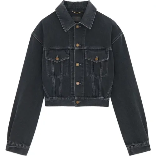 Cotton Denim Jacket , female, Sizes: L - Saint Laurent - Modalova