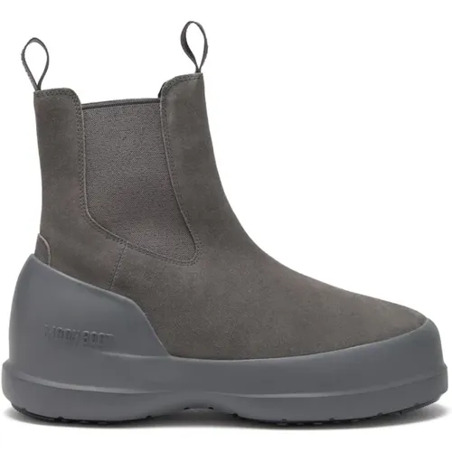 Chelsea Boots, male, , Size: 12 US Grey Suede Slip-On Boots - moon boot - Modalova