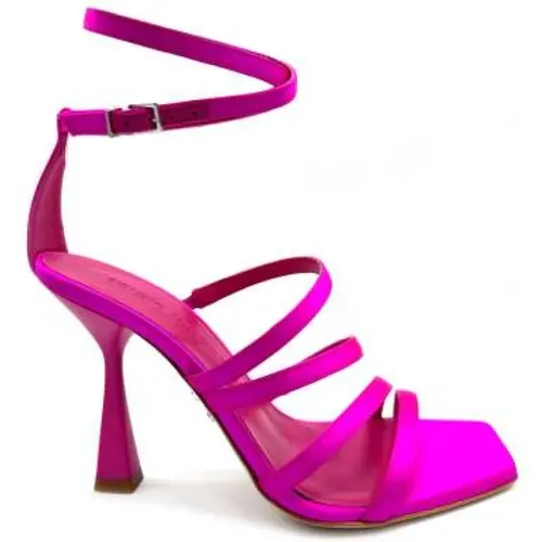 Fuchsia Satin High Heel Sandals , female, Sizes: 4 UK, 7 UK, 5 UK - Sergio Levantesi - Modalova