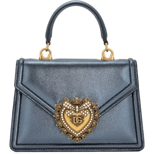 Dark Grey Leather Bag with Chain , female, Sizes: ONE SIZE - Dolce & Gabbana - Modalova