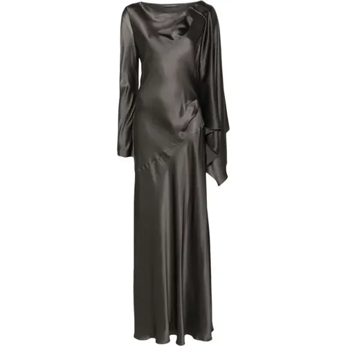 Asymmetric Satin Long Dress , female, Sizes: M - alberta ferretti - Modalova