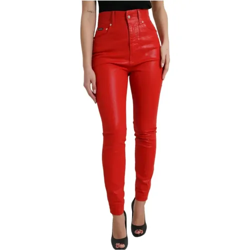 Rote High Waist Skinny Denim Jeans - Dolce & Gabbana - Modalova