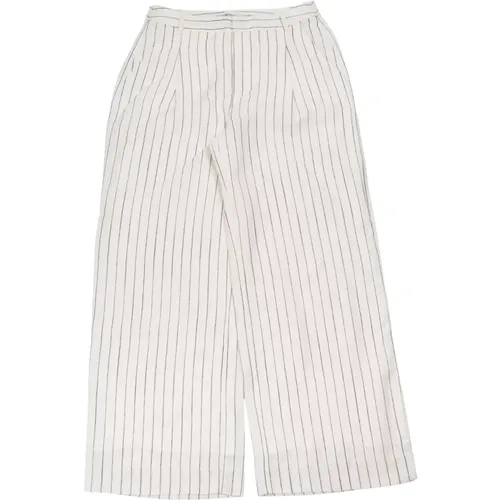 Striped linen pants in off- , female, Sizes: L, M - Gestuz - Modalova