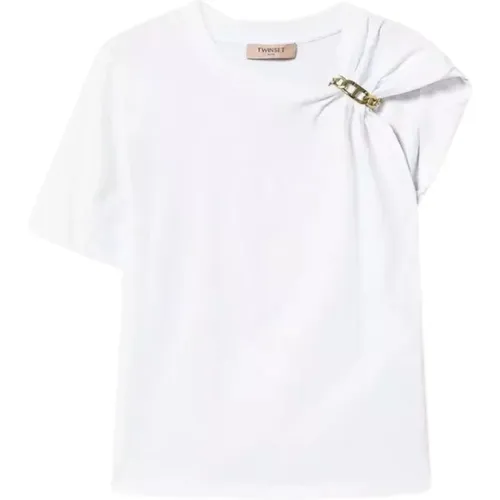 T-Shirts, female, , Size: 2XS Short Sleeve Chain Motif T-Shirt - Twinset - Modalova