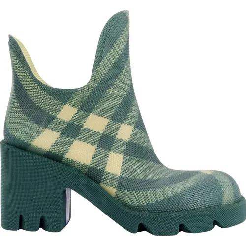 Grüne Karo Ankle Boots , Damen, Größe: 40 EU - Burberry - Modalova
