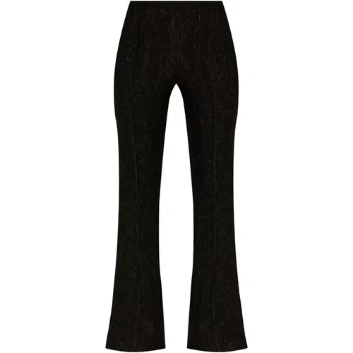 Schwarze Flare Crepe Hose , Damen, Größe: L - Ganni - Modalova