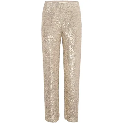 Straight Trousers, female, , Size: M Gold Sequin Pants - InWear - Modalova