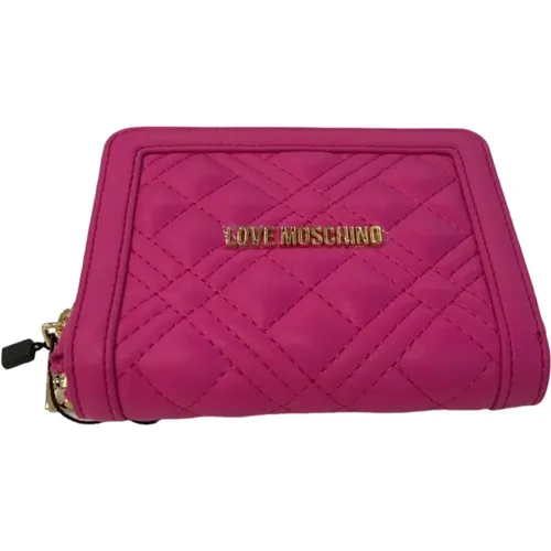 Wallets & Cardholders, female, , Size: ONE SIZE Quilted Zip Wallet in Fuchsia - Love Moschino - Modalova