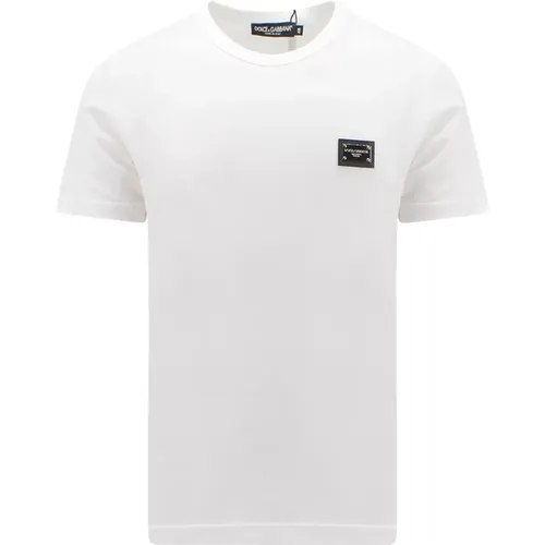 Baumwoll T-Shirt mit Metall-Logo , Herren, Größe: L - Dolce & Gabbana - Modalova
