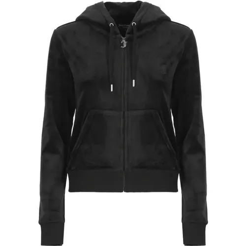 Schwarzer Hoodie mit Logo-Reißverschluss , Damen, Größe: XS - Juicy Couture - Modalova