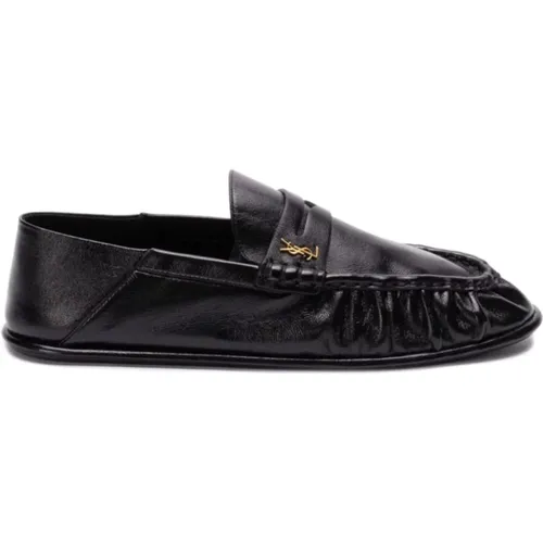 Flat Shoes with Cassandre Logo , male, Sizes: 7 1/2 UK, 8 1/2 UK - Saint Laurent - Modalova