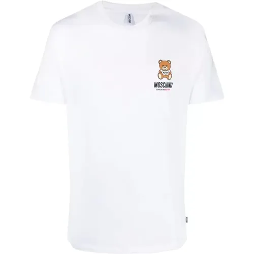 Weißes Stretch-Baumwoll-T-Shirt , Herren, Größe: M - Moschino - Modalova