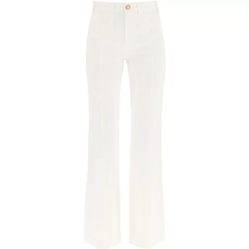 Weiße Skinny Jeans mit Blumenstickerei - See by Chloé - Modalova