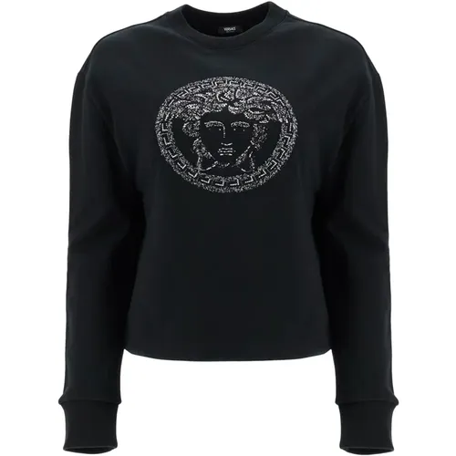 Iconic Medusa Motif Sweatshirt , female, Sizes: XS, S - Versace - Modalova