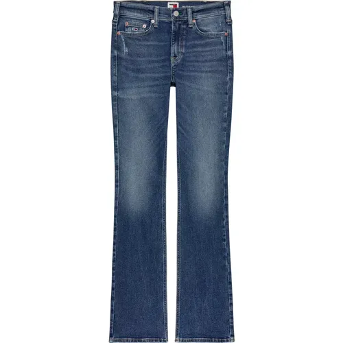 Blaue Distressed Denim Schlaghose , Damen, Größe: W27 - Tommy Jeans - Modalova