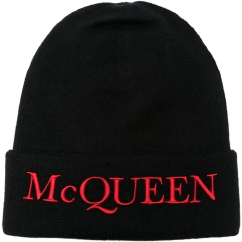 Beanies, male, , Size: L Cashmere Embroidered Beret Scarf - alexander mcqueen - Modalova